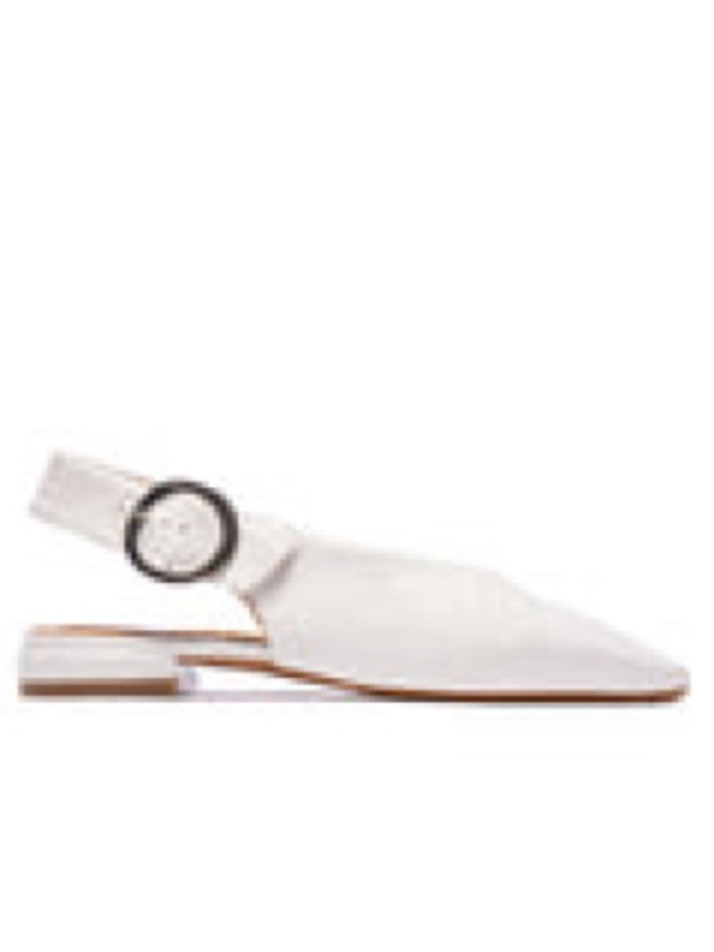 L'INTERVALLE White Pointed Slingback Flat with Round Buckle